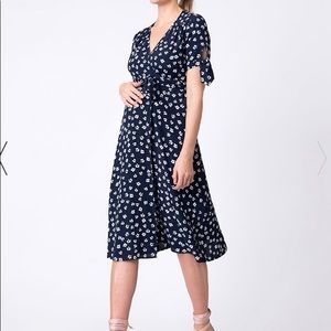Seraphine Navy Floral Wrap Maternity Dress